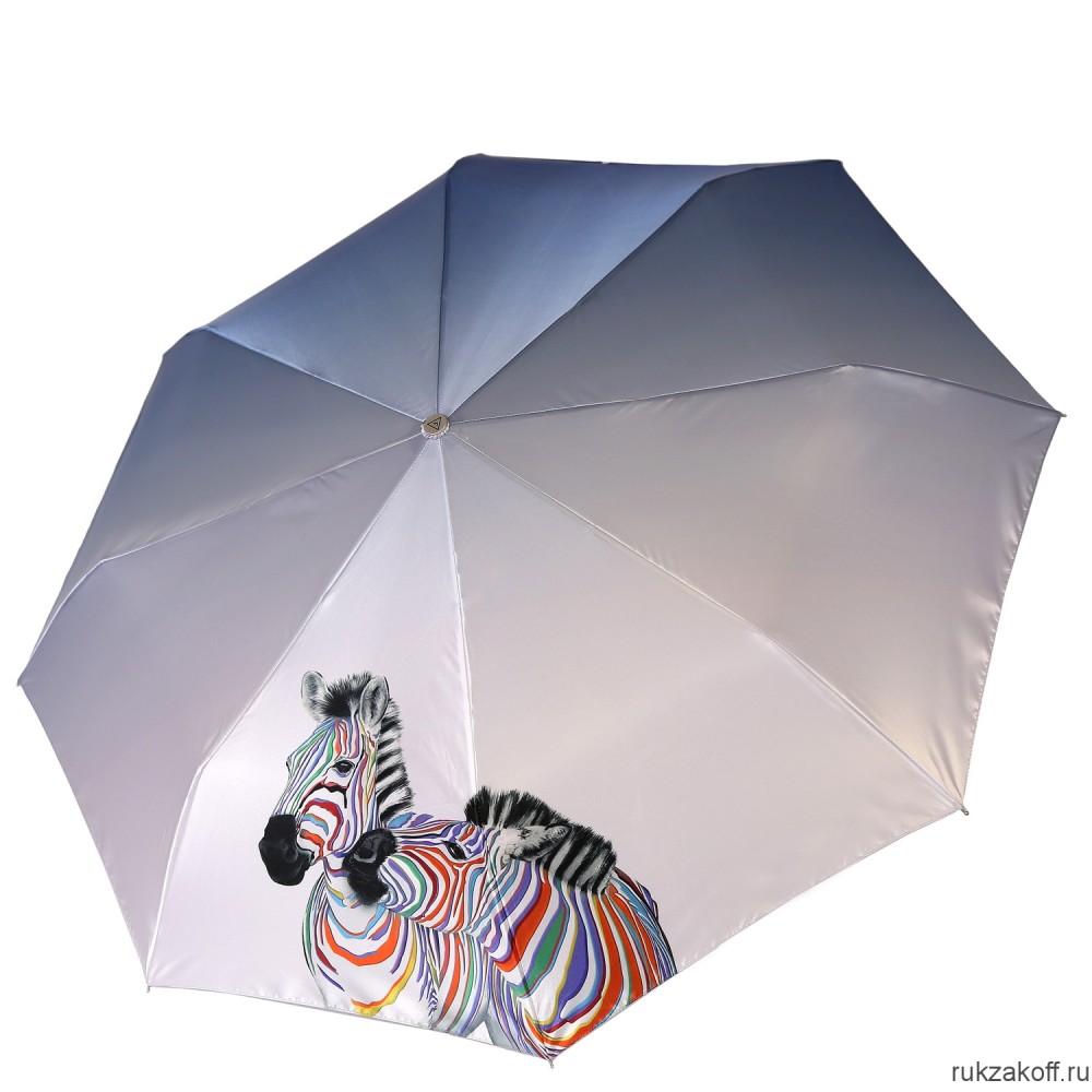 Женский зонт Fabretti L-20284-8 облегченный автомат, 3 сложения, сатин синий