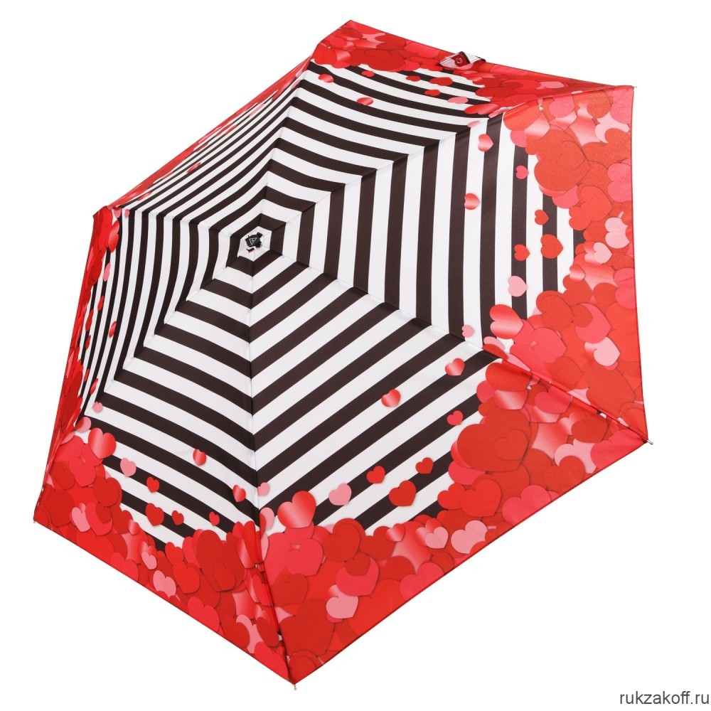 Женский зонт Fabretti UFZ0007-4 механический, 5 сложений, эпонж красный