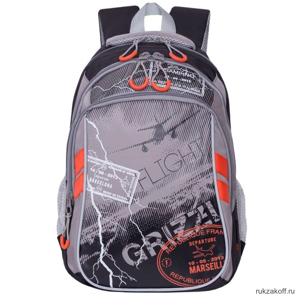 Рюкзак школьный Grizzly RB-964-4 Чёрный/Серый