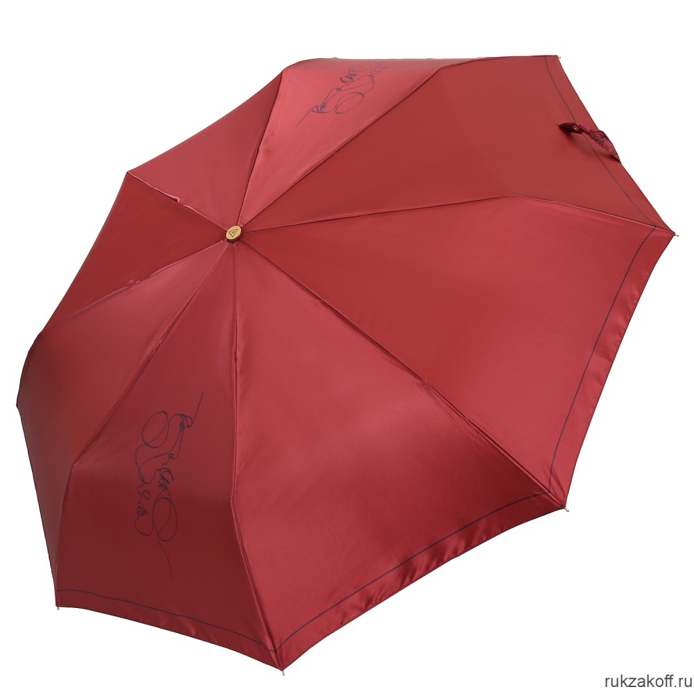Женский зонт Fabretti L-20248-4 облегченный автомат, 3 сложения, сатин красный