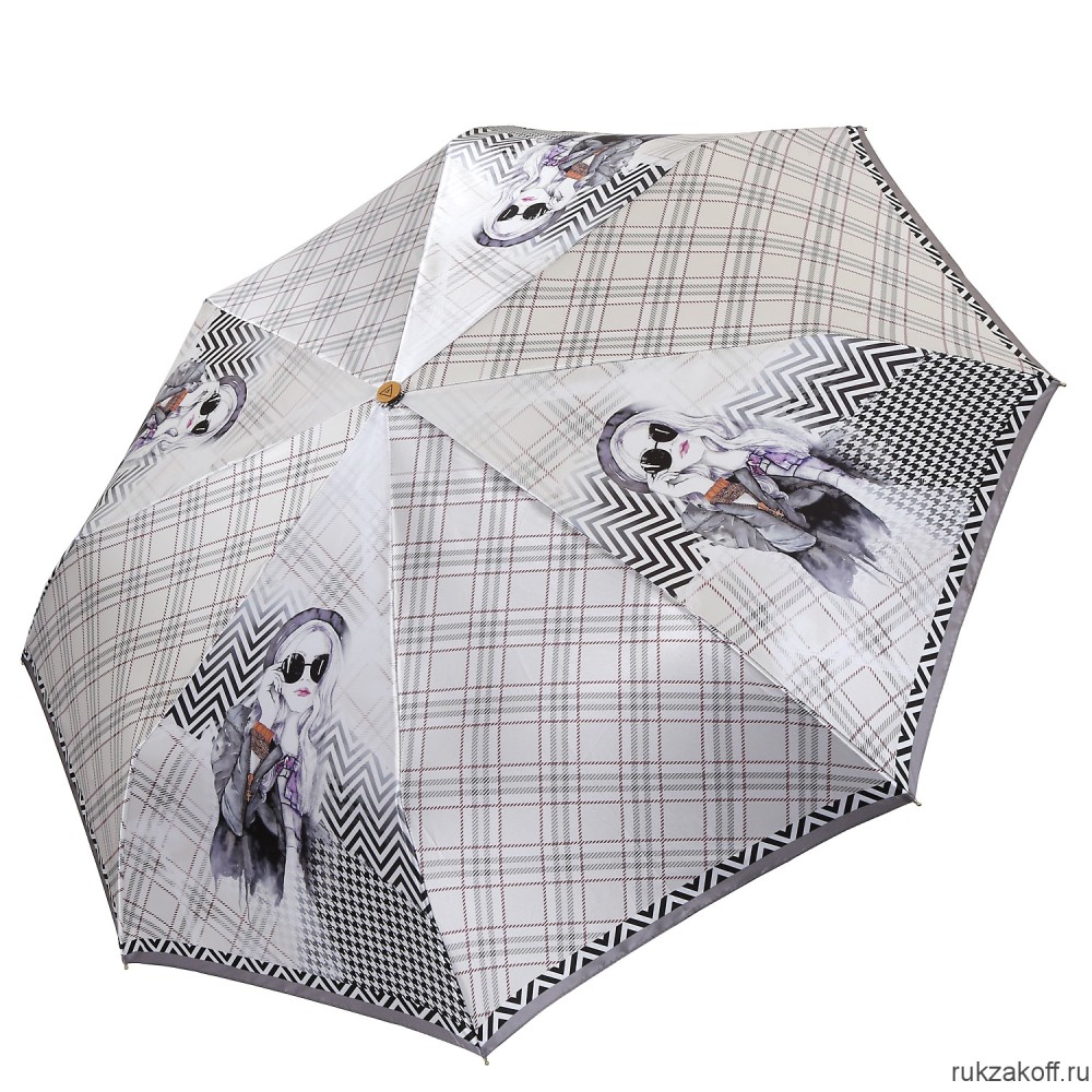 Женский зонт Fabretti L-20252-13 облегченный автомат, 3 сложения, сатин бежевый