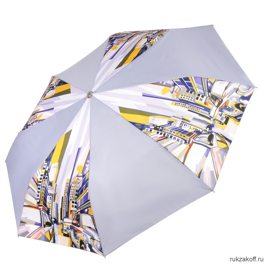 Женский зонт Fabretti L-20279-3 облегченный автомат, 3 сложения, эпонж серый